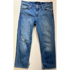 Lucky Brand Women's Distressed Straight Jeans Denim Size 4/27 Blue Solid Stretch